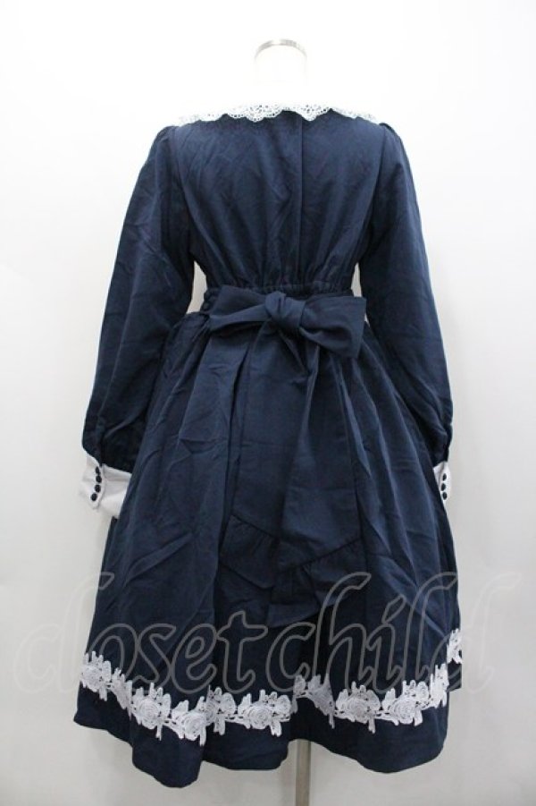 画像2: axes femme kawaii / 童話の小公女ワンピース  紺Ｘ白 I-26-02-01-050-AX-OP-SA-ZI (2)