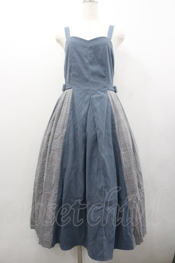 画像1: axes femme POETIQUE / チェック切替ジャンパースカート  ブルーＸチェック I-26-02-01-057-AX-OP-SA-ZI (1)