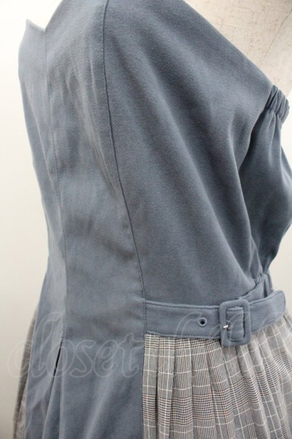 画像3: axes femme POETIQUE / チェック切替ジャンパースカート  ブルーＸチェック I-26-02-01-057-AX-OP-SA-ZI (3)