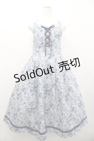 画像: axes femme / ロマンティックローズ柄ジャンパースカート  青 I-26-02-01-058-AX-OP-SA-ZI