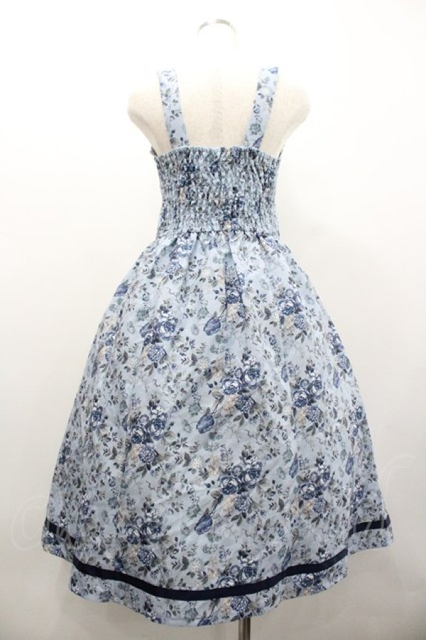 画像2: axes femme / ロマンティックローズ柄ジャンパースカート  青 I-26-02-01-058-AX-OP-SA-ZI (2)