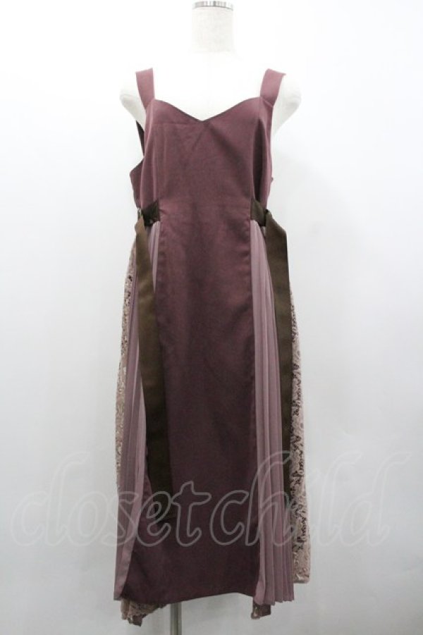 画像1: axes femme / サイドベルトプリーツジャンパースカート  ボルドー I-26-02-01-060-AX-OP-SA-ZI (1)