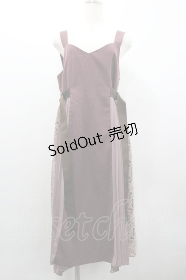 画像1: axes femme / サイドベルトプリーツジャンパースカート  ボルドー I-26-02-01-060-AX-OP-SA-ZI (1)