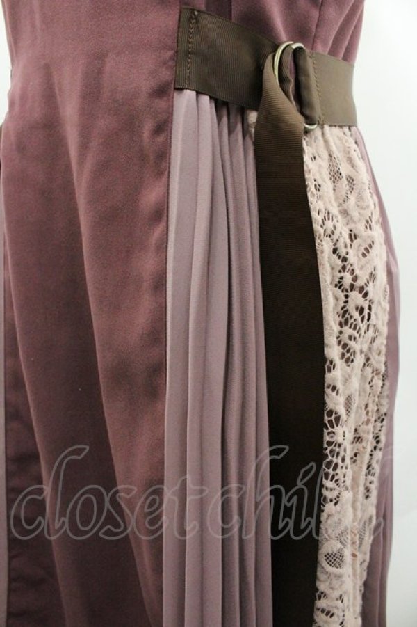 画像3: axes femme / サイドベルトプリーツジャンパースカート  ボルドー I-26-02-01-060-AX-OP-SA-ZI (3)