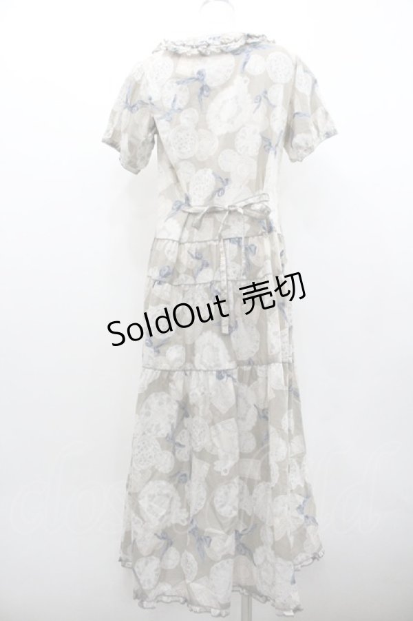 画像2: PINK HOUSE / レースペーパープリントワンピース  グレー I-26-02-01-064-LO-OP-SA-ZI (2)