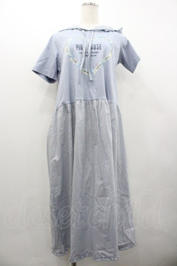 画像1: PINK HOUSE / ハートプリントフードワンピース  青 I-26-02-01-065-LO-OP-SA-ZI (1)