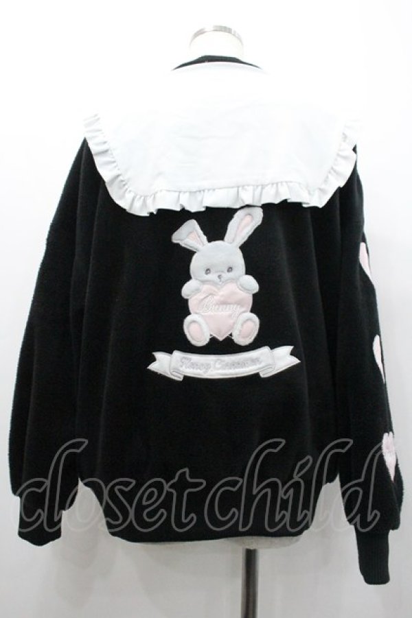 画像2: Honey Cinnamon / うさぎさん&ハートワッペンボアブルゾン  黒Ｘ白Ｘピンク I-26-02-01-069-LO-JA-SA-ZI (2)