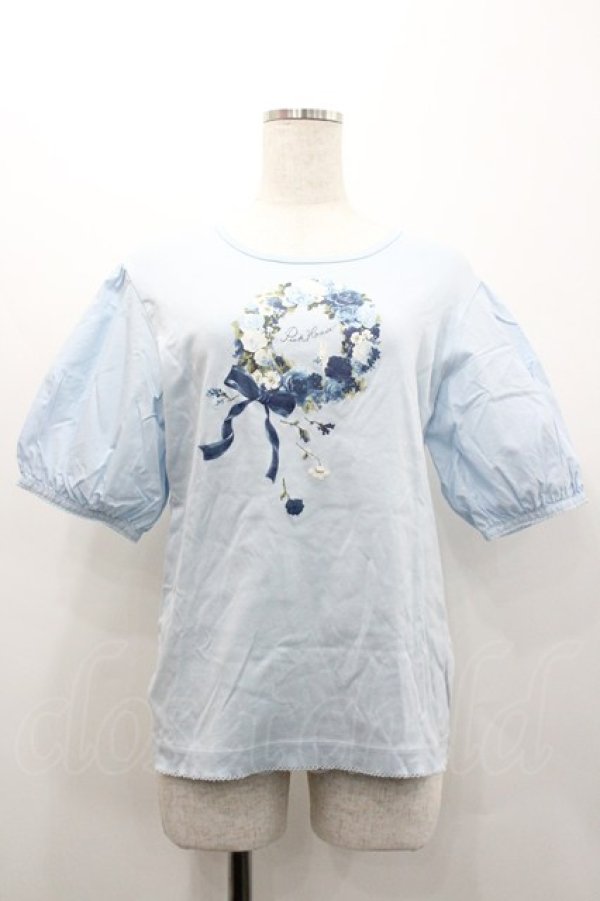 画像1: PINK HOUSE / ローズリースプリントカットソー  サックス I-26-02-01-073-LO-TO-SA-ZI (1)