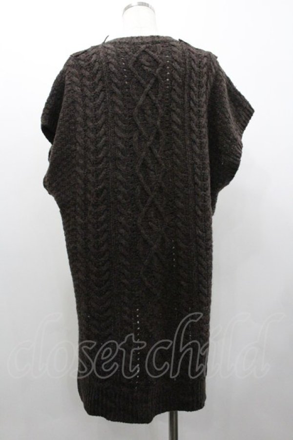 画像2: INGEBORG / ケミカルレースコンビアラン編ニットベスト  ブラウン I-26-02-01-075-LO-TO-SA-ZI (2)