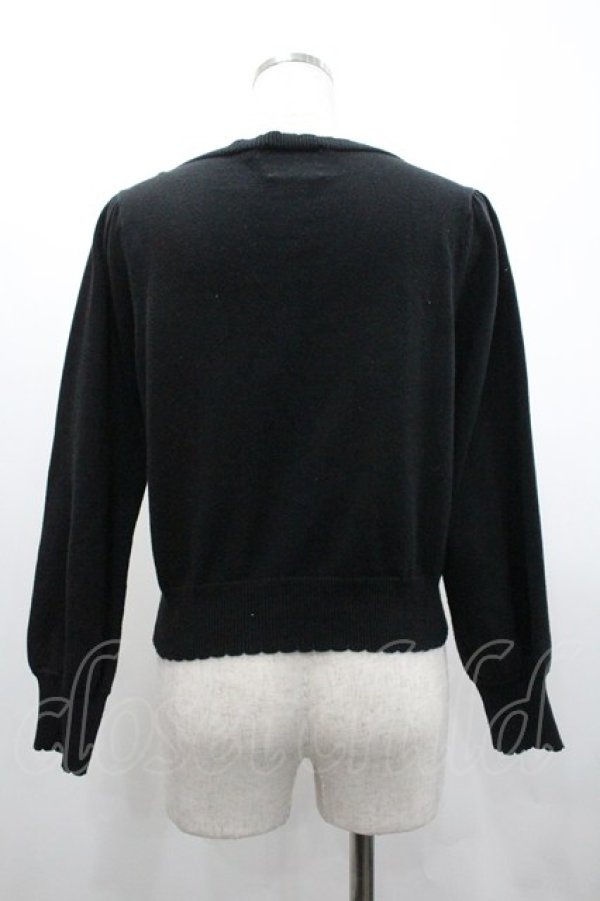 画像2: metamorphose / リボンスワン刺繍ニットカーディガン  黒Ｘゴールド I-26-02-01-076-ME-TO-SA-ZI (2)