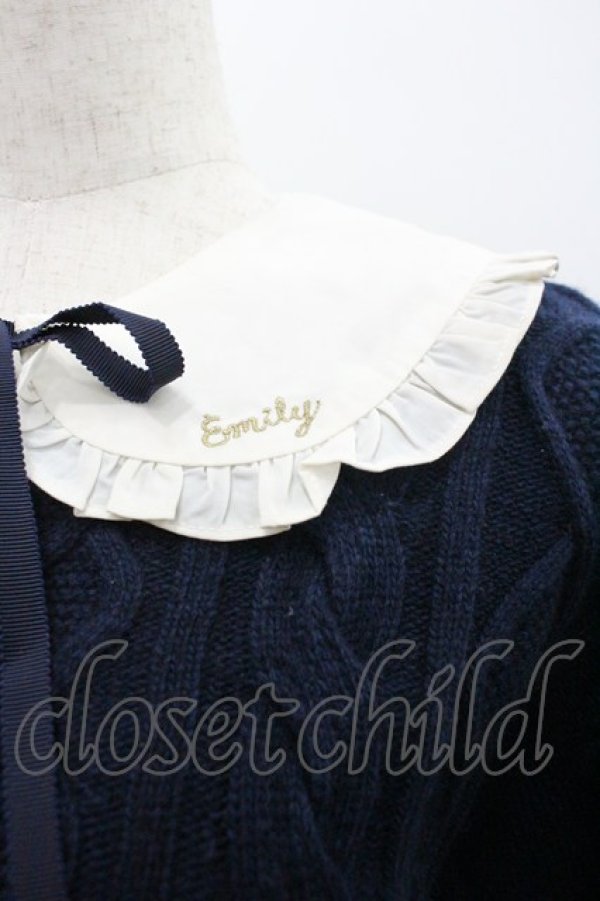 画像3: Emily Temple cute / 衿付きケーブル編みニット  ネイビー I-26-02-01-077-ET-BL-TE-ZI (3)