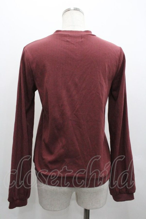 画像2: Rojita / フロントリボンカーディガン  ボルドーＸ黒 I-26-02-01-078-LO-TO-SA-ZI (2)