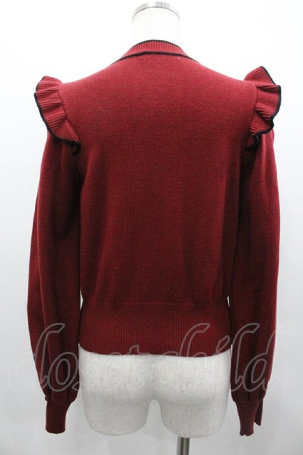 画像2: Honey Cinnamon / 肩フリル配色リボンニット  ボルドーX黒 I-26-02-01-079-LO-TO-SA-ZI (2)