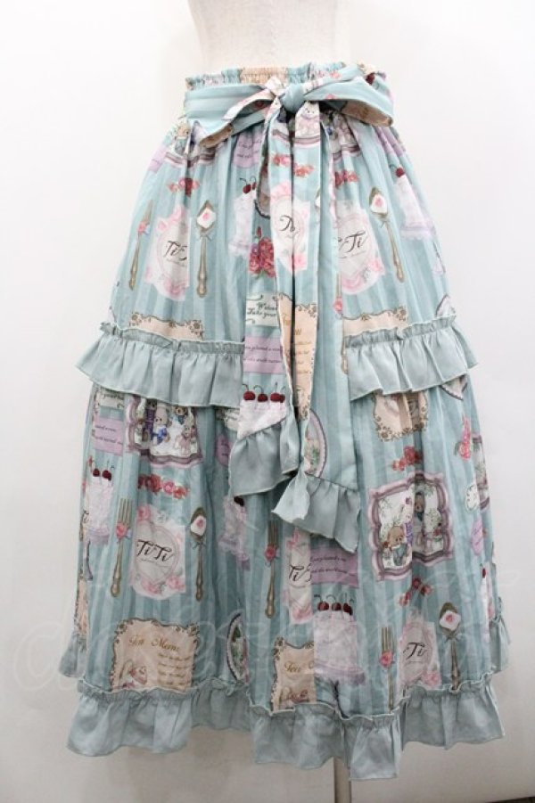 画像2: axes femme kawaii / ティティ×ベアファミリースカート  サックス I-26-02-01-009-AX-SK-SA-ZI (2)