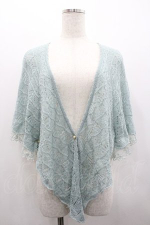 画像: axes femme / レース重ねケープトッパーカーディガン  サックスＸ白 I-26-02-01-082-AX-TO-SA-ZI