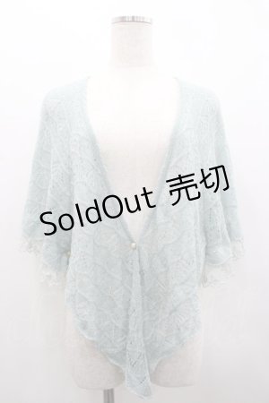 画像: axes femme / レース重ねケープトッパーカーディガン  サックスＸ白 I-26-02-01-082-AX-TO-SA-ZI