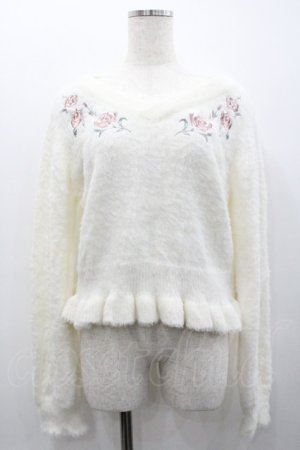 画像: axes femme / ローズ刺繍フェザーニット  アイボリー I-26-02-01-083-AX-TO-SA-ZI