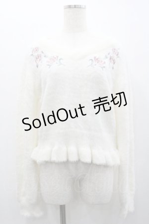 画像: axes femme / ローズ刺繍フェザーニット  アイボリー I-26-02-01-083-AX-TO-SA-ZI