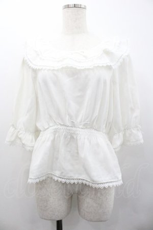 画像: axes femme kawaii / フリル襟シャーリングブラウス  白 I-26-02-01-088-AX-BL-SA-ZI
