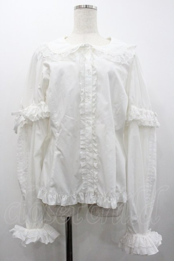 画像1: metamorphose / 【プラスサイズ】袖取り外し丸襟ブラウス 2 白 I-26-02-01-095-ME-BL-SA-ZI (1)