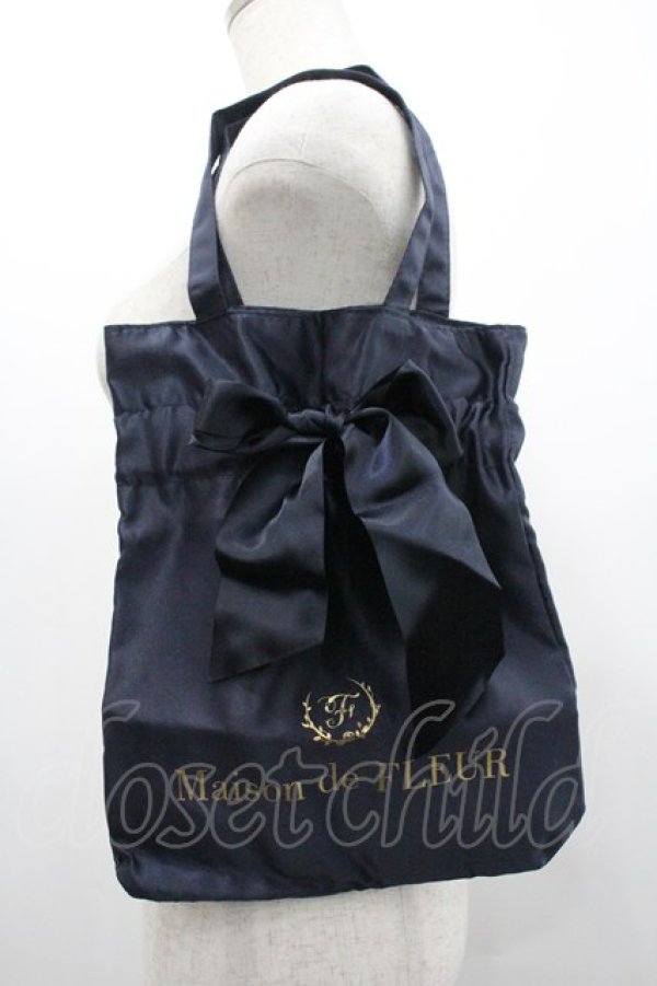 画像1: Maison de FLEUR / 2WAYリボンバッグ  ネイビー I-26-02-01-098-LO-BG-SA-ZI (1)