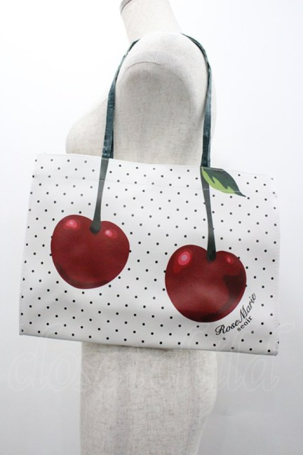画像1: RoseMarie seoir / ドットチェリーバッグ  白Ｘ赤Ｘ黒 I-26-02-01-099-LO-BG-SA-ZI (1)