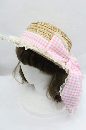 画像: Angelic Pretty / Lovelyチェックストローハット  ピンク I-26-02-01-103-AP-AC-TE-ZI