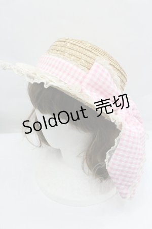 画像: Angelic Pretty / Lovelyチェックストローハット  ピンク I-26-02-01-103-AP-AC-TE-ZI