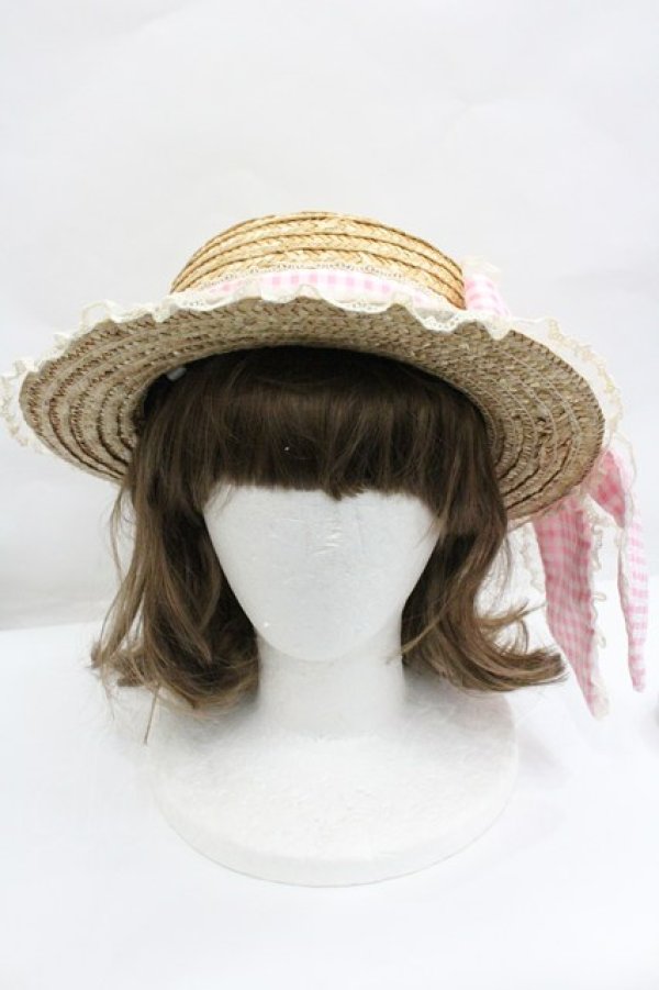 画像2: Angelic Pretty / Lovelyチェックストローハット  ピンク I-26-02-01-103-AP-AC-TE-ZI (2)