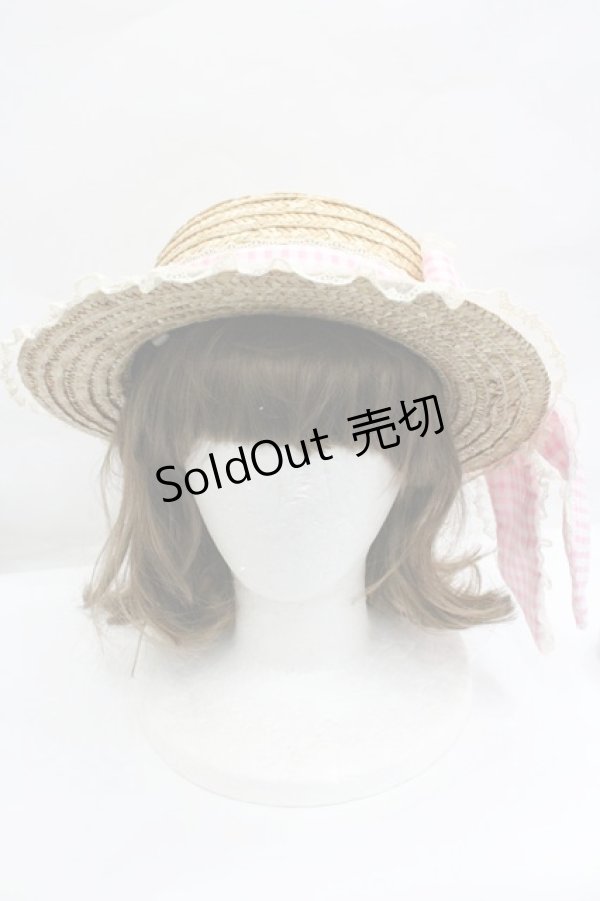 Angelic Pretty / Lovelyチェックストローハット ピンク I-26-02-01