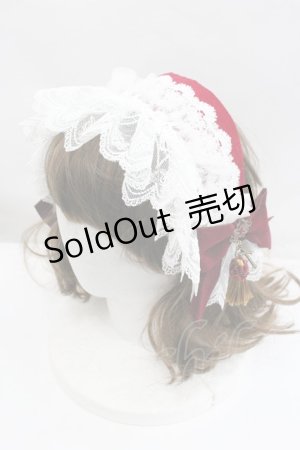 画像: ATELIER MELANCHOLIA / レース別珍ヘッドドレス  ボルドーＸ白 I-26-02-01-105-EL-AC-SA-ZI