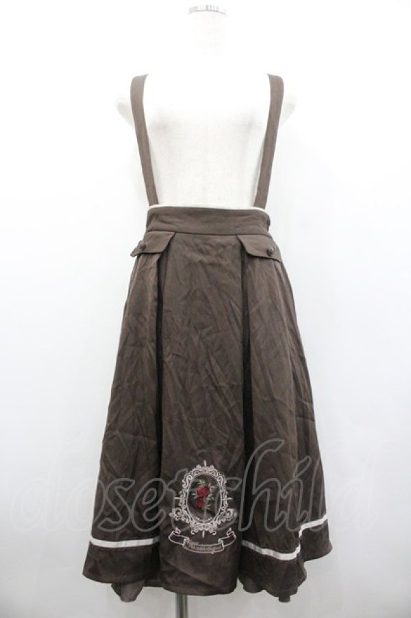 画像1: axes femme / オーナメント刺繍サス付きスカート  ブラウン I-26-02-01-012-AX-SK-SA-ZI (1)