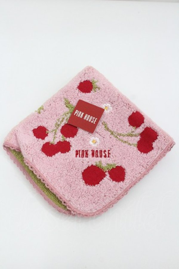 画像1: PINK HOUSE / チェリーデザインハンドタオル   I-26-02-01-114-LO-ZA-SA-ZI (1)