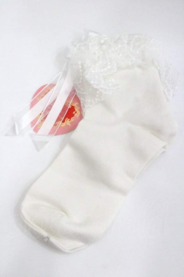 画像2: BABY,THE STARS SHINE BRIGHT / チュールレースクルー丈ソックス  白 I-26-02-01-118-BA-ZA-SA-ZI (2)