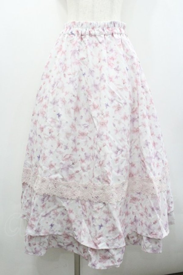 画像1: axes femme / サクラ柄フレアスカート  ピンク I-26-02-01-013-AX-SK-SA-ZI (1)