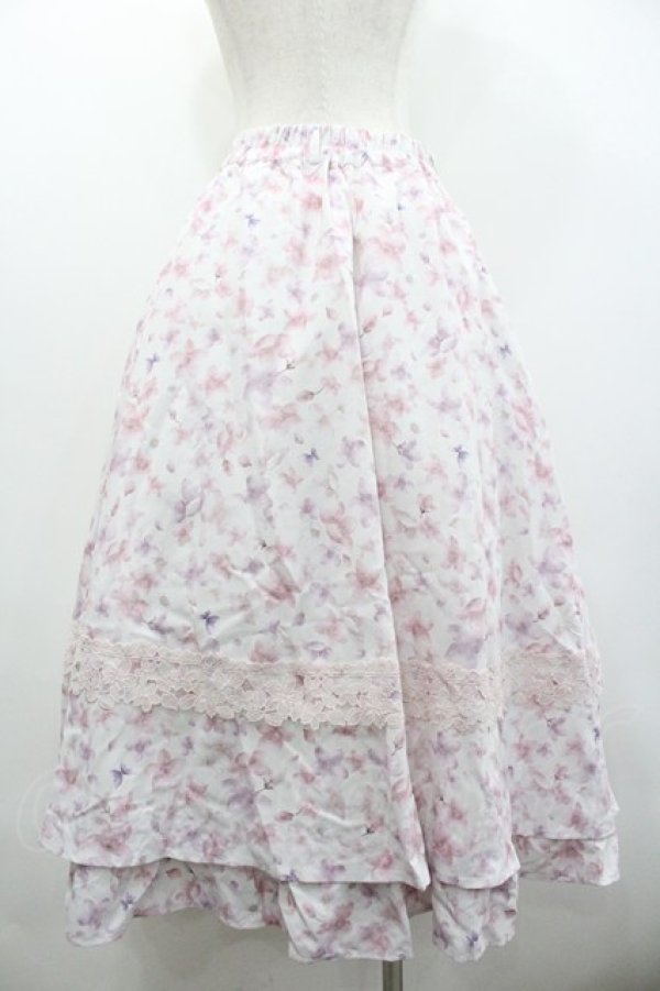 画像2: axes femme / サクラ柄フレアスカート  ピンク I-26-02-01-013-AX-SK-SA-ZI (2)