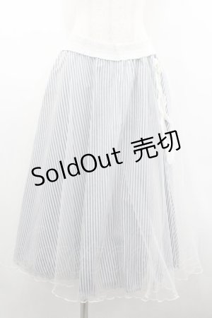 画像: Secret Honey / チュール重ねナナメストライプスカート  白Ｘ紺 I-26-02-01-002-CA-SK-SA-ZI
