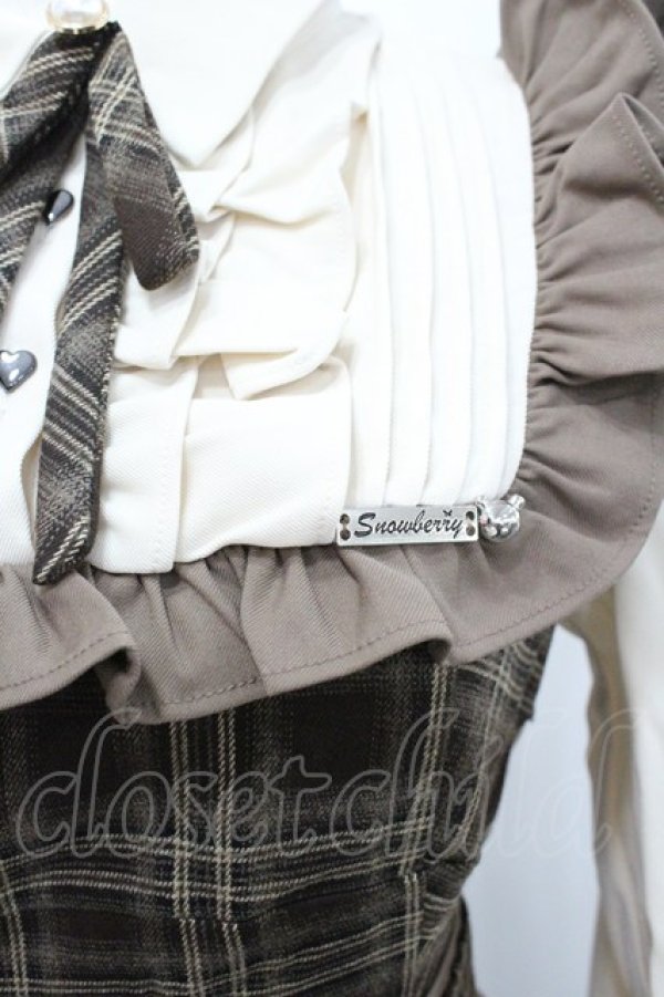 画像3: 胡桃木（海外ロリィタ） / タータンチェックン長袖ワンピース M ブラウンＸアイボリー I-26-02-01-024-LO-OP-SA-ZI (3)