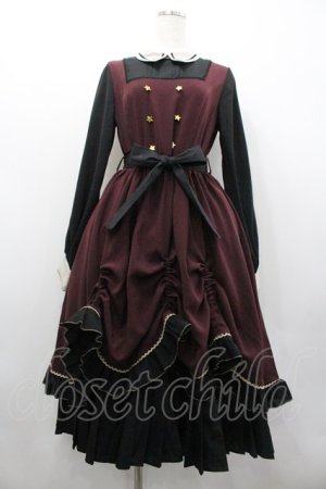 画像: With Puji / 重ね風デザインワンピース M 黒ｘボルドー I-26-02-01-027-EL-OP-SA-ZI