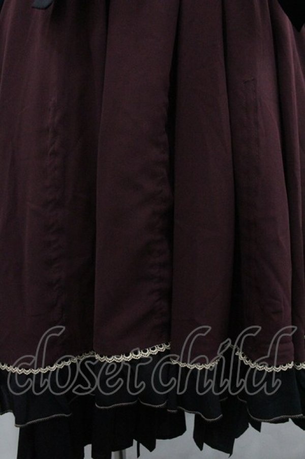 画像3: With Puji / 重ね風デザインワンピース M 黒ｘボルドー I-26-02-01-027-EL-OP-SA-ZI (3)