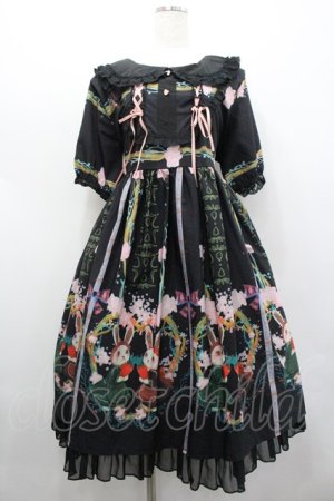 画像: Toberun sky / うさぎさんプリント半袖ワンピース  黒Ｘピンク I-26-02-01-029-LO-OP-SA-ZI