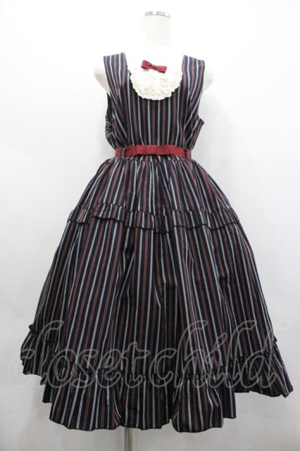 画像1: heavenly garden / レジメンタルジャンパースカート  ネイビーＸボルドー I-26-02-01-031-LO-OP-SA-ZI (1)