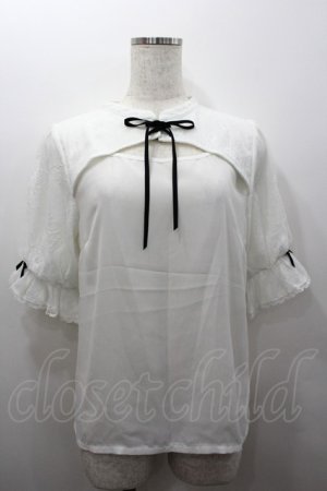 画像: axes femme kawaii / レース重ね半袖ブラウス  白 I-26-02-06-001-AX-BL-AS-ZI