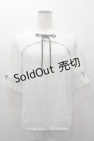 画像: axes femme kawaii / レース重ね半袖ブラウス  白 I-26-02-06-001-AX-BL-AS-ZI