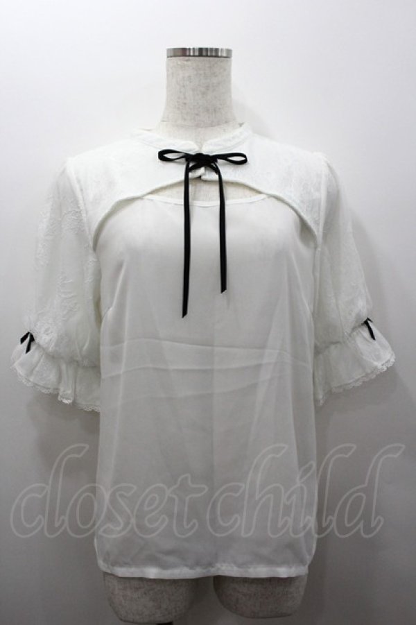 画像1: axes femme kawaii / レース重ね半袖ブラウス  白 I-26-02-06-001-AX-BL-AS-ZI (1)