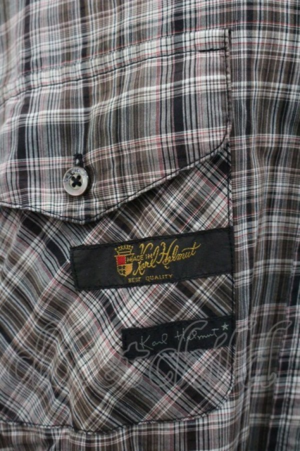 画像3: Karl Helmut / チェック&ワッペン長袖シャツ  ブラウン I-26-02-06-030-EL-BL-SA-ZI (3)