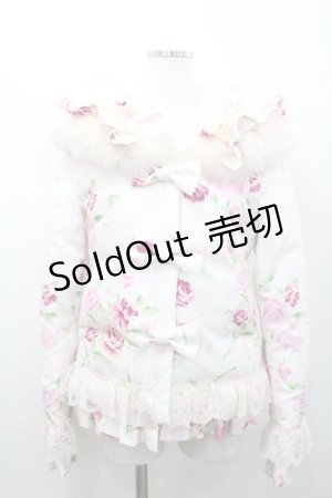 画像: JESUS DIAMANTE / ファー付アントワーヌダウン 38 復活ぼかしバラ柄 I-26-02-06-033-JE-JA-AS-ZI