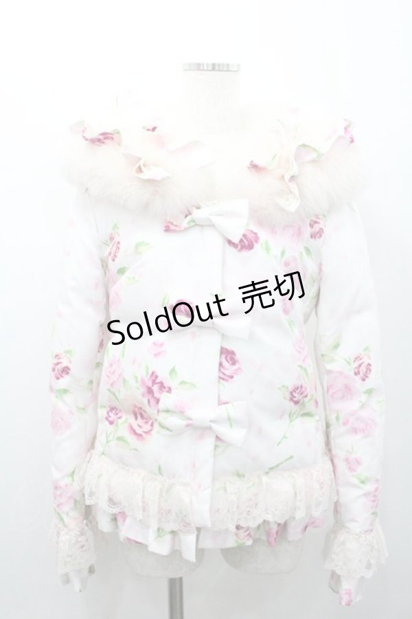 画像1: JESUS DIAMANTE / ファー付アントワーヌダウン 38 復活ぼかしバラ柄 I-26-02-06-033-JE-JA-AS-ZI (1)