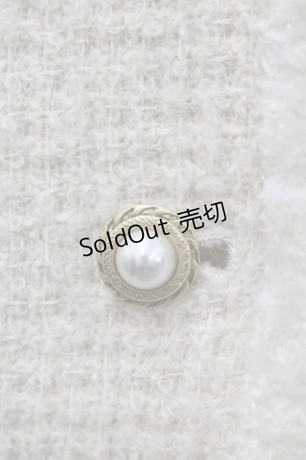 画像2: PINK HOUSE / フラワーモチーフ付きツイード調ノーカラージャケット M キナリ I-26-02-06-034-LO-JA-SA-ZI (2)