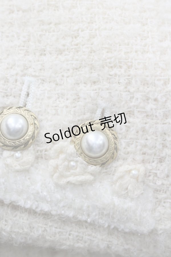 画像3: PINK HOUSE / フラワーモチーフ付きツイード調ノーカラージャケット M キナリ I-26-02-06-034-LO-JA-SA-ZI (3)